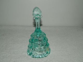 Fenton Art Glass Teal Green Blue Butterfly Handle Bell