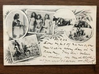 Ceylon Ceylan Old Postcard Multiview People Colombo To England 1902