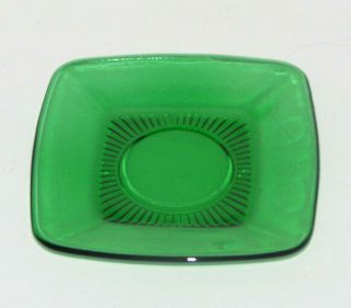 Vintage Dark Emerald Green Depression Glass Saucers 5.  25 Inch Square Plate
