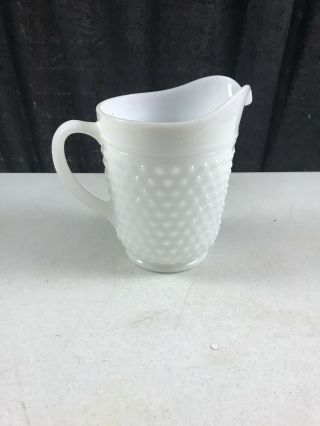 Vintage Hobnail White Milk Glass Pitcher 6 " Diameter 8 " Height 64 Ounce