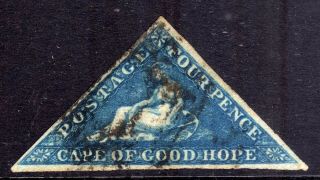Cape Of Good Hope Triangulars: 1855 - 63 4d Blue,  Sg 6a