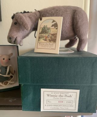 R.  John Wright Pocket Eeyore 3.  5” and Piglet Disney Winnie The Pooh Mohair 6