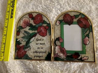 JOAN BAKER Designs STAINED GLASS 2x3.  5 Photo Frame Humming Bird & Flowers Arches 2