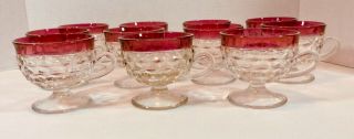 Set Of 11 Vintage Punch Cups Indiana Glass Cranberry Ruby Red Diamond Point
