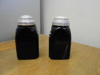 Vintage Mckee Black Amethyst Depression Glass Roman Arch Salt & Pepper Shakers
