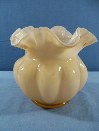 Large Fenton Pink Overlay Glass Rose Bowl Vase 5 1/2 " Tall 2