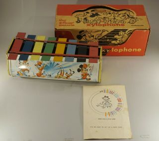 Vintage Walt Disney Character Xylophone In Orignal Box 13 " X 6 " X 5 "