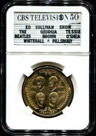 First Usa Visit 1964 Beatles Coin In 1964 Ed Sullivan Show Marquee Display Case