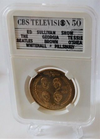 First USA Visit 1964 Beatles Coin in 1964 Ed Sullivan Show Marquee Display Case 2