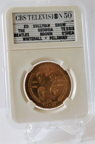 First USA Visit 1964 Beatles Coin in 1964 Ed Sullivan Show Marquee Display Case 3
