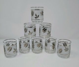 Vintage Silver Leaf Cocktail Glasses By Libbey Mid Century Modern Bar Frosted