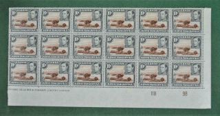 British Kut Stamps George V1 10c Grey Block Of 18 U/m (j116)