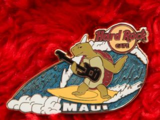 Hard Rock Cafe Pin Maui Surfing Sea Turtle Surfboard Fish Hat Lapel Hawaii Wave