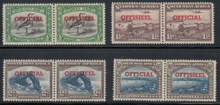 South West Africa 1945 - 50 Lot Official Stamp Pairs Mnh