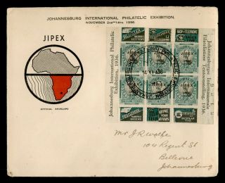 Dr Who 1936 South Africa Jipex Philatelic Exhibition S/s Fdc C208957