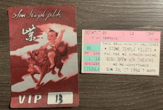 Vintage 1994 Stone Temple Pilots - Purple Tour Ticket Stub & Cloth Pass - Weiland