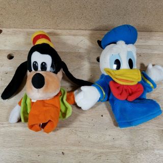 Vtg Disneyland Walt Disney World Goofy Donald Duck Hand Puppet Plush Stuffed