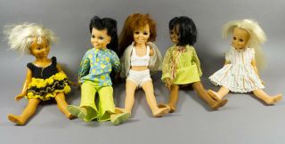 5 Ideal Crissy,  Velvet,  Dina,  Tressy Dolls 1960 