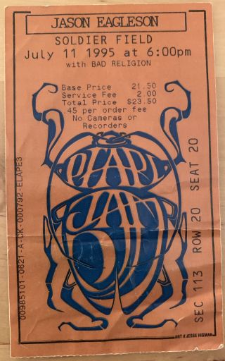 1995 Pearl Jam Soldier Field Chicago Concert Ticket Stub Grateful Dead Stage 711