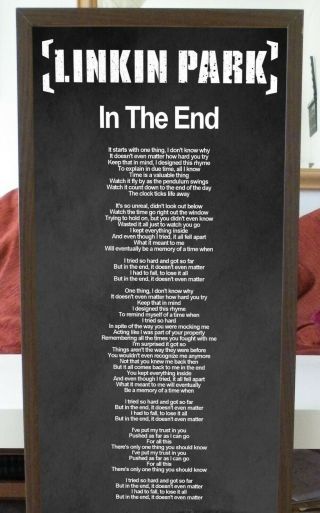 LINKIN PARK IN THE END PROMO POSTER LYRIC SHEET,  METEORA,  THOUSAND SUNS,  HEAVY 2