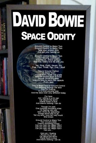 DAVID BOWIE SPACE ODDITY POSTER LYRIC SHEET,  REBEL,  ZIGGY,  GLAM,  ALADDIN SANE,  MARS 3