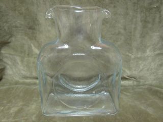 Vintage Blenko Art Glass Clear Color Carafe Water Bottle Double Spout Design
