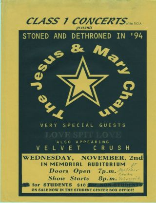 The Jesus & Mary Chain Montclair State University Nj 1994 Concert Flyers (2)