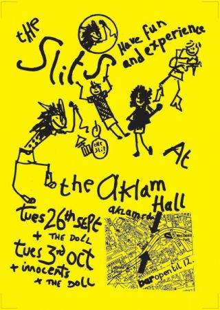 The Slits Punk Poster - Live At The Aklam Hall London 1978 Reprinted Edition