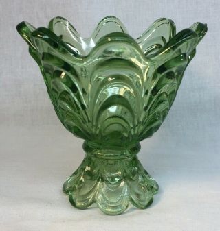 Fenton Art Glass Fern Green Two Way Drapery Votive / Candle Holder