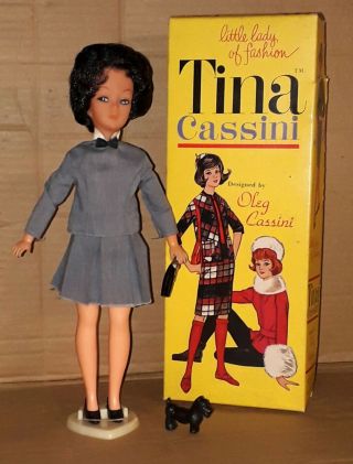 Vintage Tina Cassini Oleg Black Hair Doll W/outfit Shoes Purse Full Hair Boxed