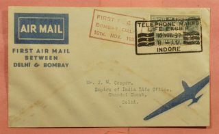1937 India First Flight Bombay To Delhi