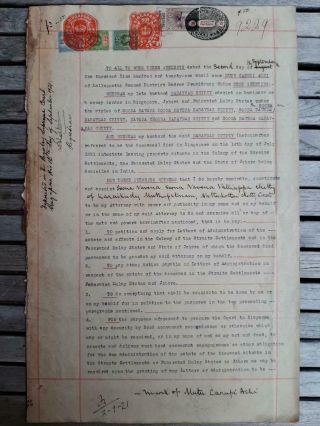 Straits Settlements Document Singapore Mixed India Madras 1921 Revenues