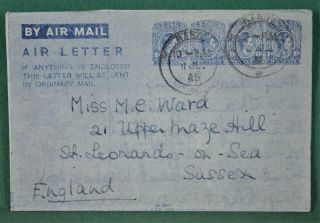 Ceylon Air Letter Stamp Cover To England (g70)