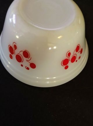 5 " Federal Glass Bowl Red Swirl Circle White Milk Glass Mid Century Atomic Dots