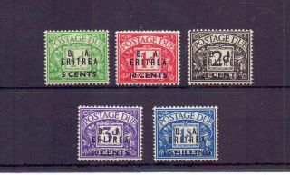 Eritrea 1950 B.  A.  O/p Postage Dues Set (5) Sg.  Ed6 - 10 Lmm Cat £80