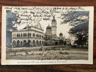 Straits Settlements Old Postcard Government Kuala Lumpur To Belgium 1929