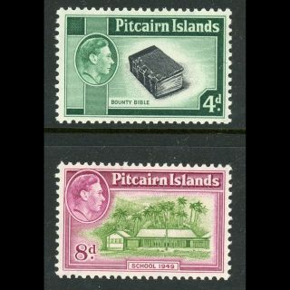 Pitcairn Islands 1940 - 51 4d & 8d.  Sg 5b & 6a.  Fresh Lightly Hinged.  (we617)