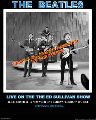 The Beatles 1964 Ed Sullivan Collector`s Piece 8x10 Now W.  Ticket (rep) From Show