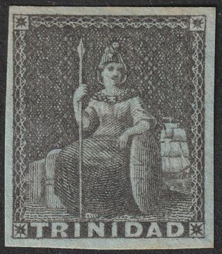 Trinidad 1853 Qv Britannia 1d Brownish Grey Imperf Sg6 Cat £55 Four Margins