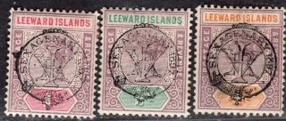 Leeward Islands 1897 Stamp Sc.  9/10 And 12 Mh