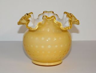 Pre Logo Fenton Honey Amber Bubble Optic Rose Bowl Vase