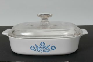 Vintage Corning Ware A - 8 - B Cornflower Blue Bakeware With Pyrex Lid A - 9 - C