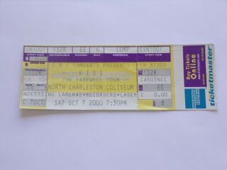 Kiss Band Full Ticket Stub Oct 7 2000 Farewell Concert Tour Charleston Sc