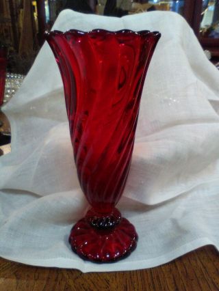 Vintage Fostoria Ruby Red Colony 6 1/4 " Bud Vase