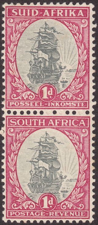 South Africa 1935 Kgv Dromedaris 1d Coil Perf 13½x14 Pair Sg56dw Cat £90
