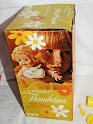 Vintage 1971 Ideal Thumbelina Doll In a Minute w/ Box MIB Complete 3
