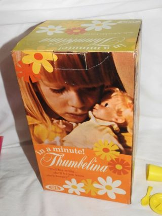 Vintage 1971 Ideal Thumbelina Doll In a Minute w/ Box MIB Complete 4