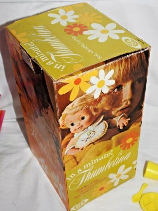 Vintage 1971 Ideal Thumbelina Doll In a Minute w/ Box MIB Complete 5