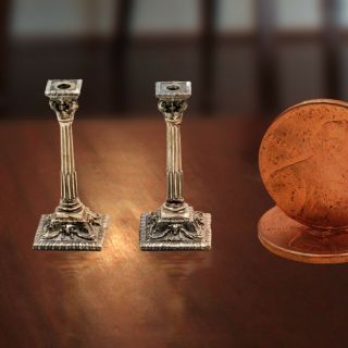 Stuart Mccabe Sterling Silver Candlestick Holders Dollhouse Miniature 1:12 Scale