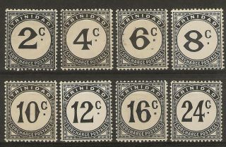 Trinidad 1947 - 61 Set (8) Postage Dues (chalky) Sg D26a - D33a Mnh Cat 45.  00 Gbp